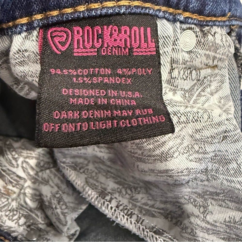 Rock & Roll Denim Jeans High Rise Straight Cropped Dark Wash Women’s Size 28x27 - Picture 8 of 11
